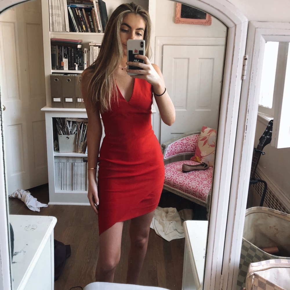 Elizabeth and James red body con dress